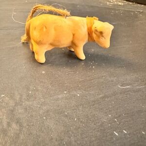 VTG Handmade Ceramic Cow Figurine Christmas Ornament Rustic Farmhouse Decor